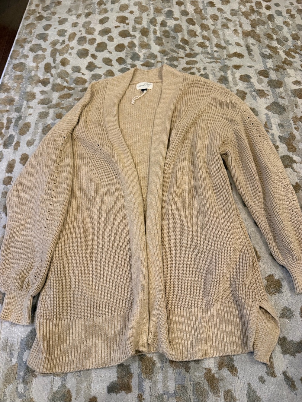 Eileen Fisher Sandstone Open-Front Knit Cardigan